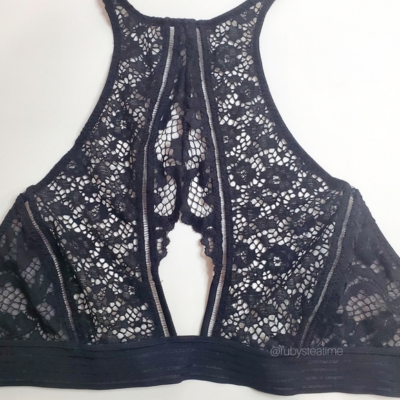 VICTORIA'S SECRET Very Sexy Floral Lace Halter Bralette -Black, XS, New with Tag - Picture 5 of 9